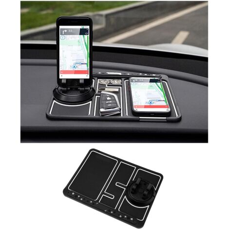 Tappetino antiscivolo 4 in 1 per auto, nuovo tappetino per cruscotto auto luminoso e alla moda 2023, con porta tessera di parcheggio temporaneo e portatarga, aromaterapia e supporto universale antiurt