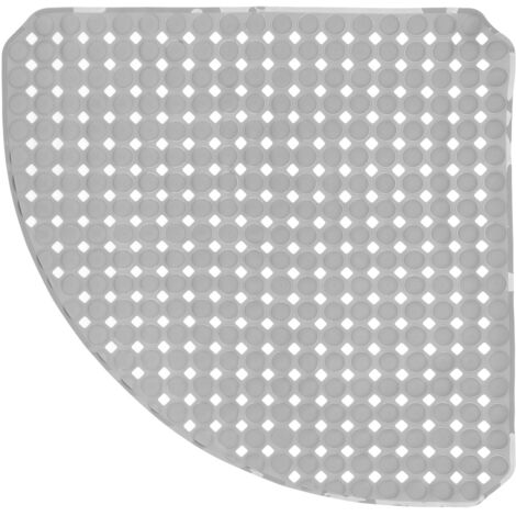Tappetino antiscivolo angolare per vasca o piatto doccia BABEL 53 x 53 cm, ventose, grigio, cerchi