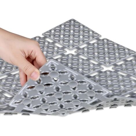 Tappetino antiscivolo per doccia, tappetino da bagno quadrato con 144 ventose, tappetino da bagno con fori di drenaggio, lavabile in lavatrice, 60 x 60 cm (grigio scuro)