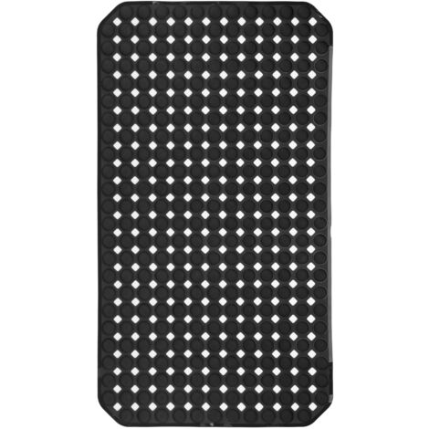 Tappetino antiscivolo per vasca da bagno BABEL 68 x 37 cm, ventose, nero, cerchi