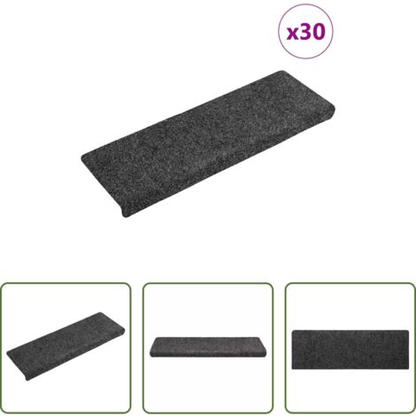 Tappetino antiscivolo -  Tappetini per scale autoadesivi 30 pz 65x21x4 cm Grigio Scuro bordo rettangolare