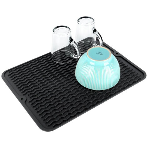 Tappetino asciugapiatti in silicone, nero, 40x30 cm