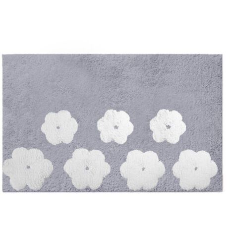Tappetino bagno 100% cotone fiori perlaantiscivolo cm50x80x2