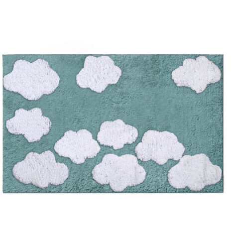 Tappetino bagno 100% cotone nuvole acqua antiscivolo cm50x80x2