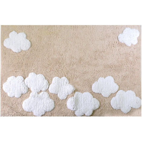 Tappetino bagno 100% cotone nuvole beige antiscivolo cm50x80x2