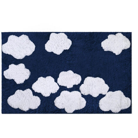 Tappetino bagno 100% cotone nuvole blu antiscivolo cm50x80x2