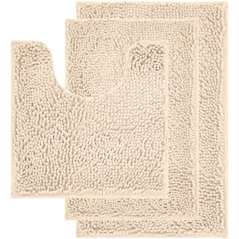 Tappetino da bagno 50 x 50 cm con contorno WC - Crema - Antiscivolo, assorbente e morbido - Set di tappetini da bagno modulari
