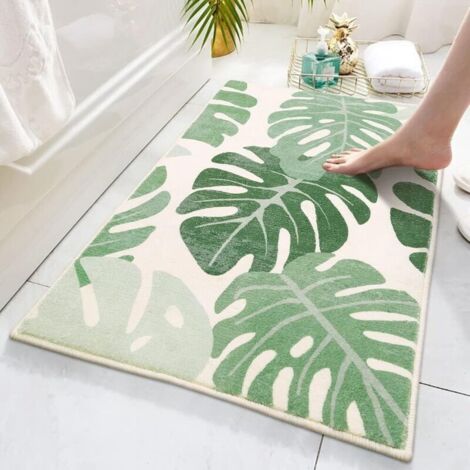 Tappetino da bagno a forma di foglia verde, antiscivolo, lavabile, tappetino da bagno, tappetino da bagno morbido