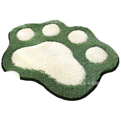 Tappetino da bagno a forma di gatto, extra morbido e assorbente, lavabile in lavatrice, antiscivolo, 40x60 cm, verde