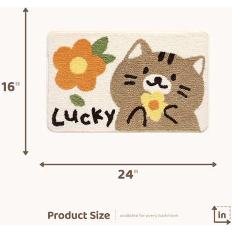 Tappetino da bagno a forma di gatto, extra morbido e assorbente, lavabile in lavatrice, antiscivolo, per vasca da bagno e doccia, 40x60 cm
