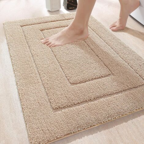 Tappetino da bagno antiscivolo 40 x 60 cm, in morbida microfibra, assorbente, lavabile in lavatrice, extra spesso, per doccia, vasca da bagno, beige