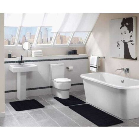 Tappetino da bagno antiscivolo assorbente in schiuma, tappetino da bagno lavabile - 40 x 60 cm, nero