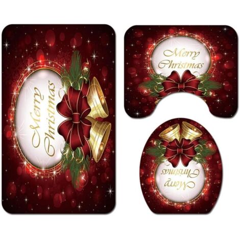 Tappetino da bagno antiscivolo con Babbo Natale, pupazzo di neve, albero di Natale, vacanze di Natale, inverno, tappeto da bagno, tappeto da toilette antiscivolo, set da 3 pezzi-RAPANDA