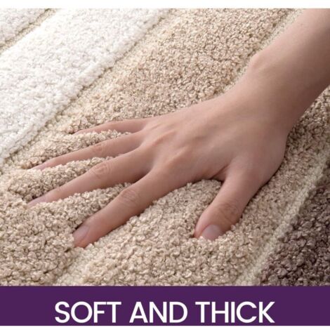 Tappetino da bagno antiscivolo, extra morbido, lavabile in lavatrice, assorbente, 50 x 80 cm, beige