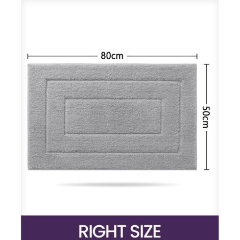 Tappetino da bagno antiscivolo (grigio, 50x80 cm), in morbida microfibra, assorbente, lavabile in lavatrice, extra spesso, per doccia e bagno.