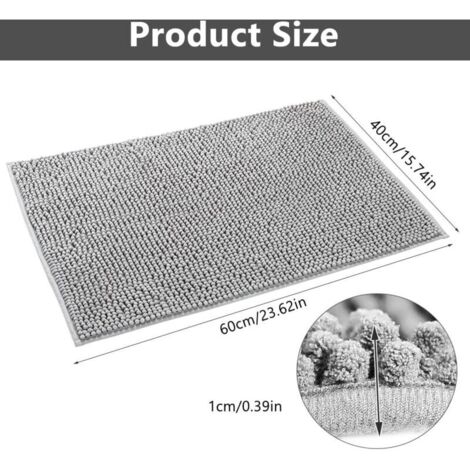 Tappetino da bagno antiscivolo in ciniglia, 40 x 60 cm, tappeto assorbente per il bagno, tappeto da bagno in microfibra di ciniglia, tappetino lavabile in lavatrice, per bagno, doccia, vasca