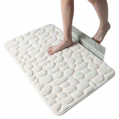 Tappetino da bagno antiscivolo in memory foam Stones Thick Rug BIANCO