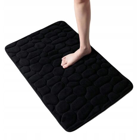 Tappetino da bagno antiscivolo in memory foam Stones Thick Rug NERO