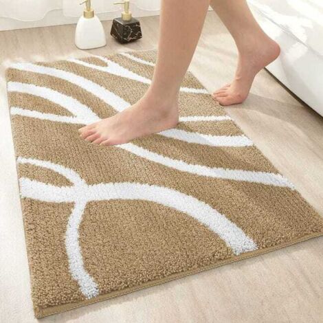 Tappetino da bagno antiscivolo in microfibra 40 x 60 cm, morbido e assorbente, beige