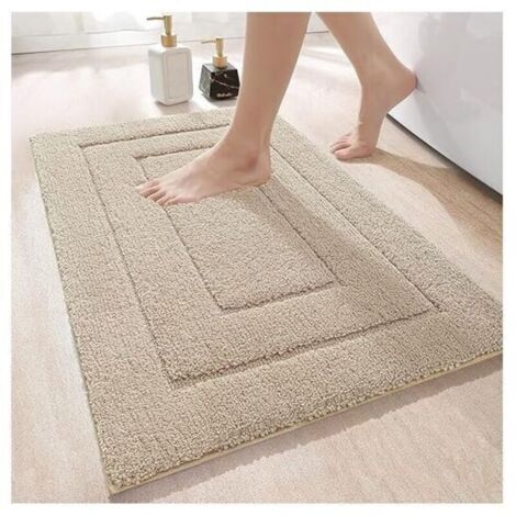 Tappetino da bagno antiscivolo - Morbido - 50 x 80 cm - Beige - Microfibra - Assorbente - Lavabile in lavatrice - Extra spesso