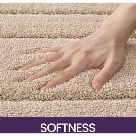 Tappetino da bagno antiscivolo, morbido tappetino da bagno in microfibra, assorbente, lavabile in lavatrice, 40x60 cm, beige