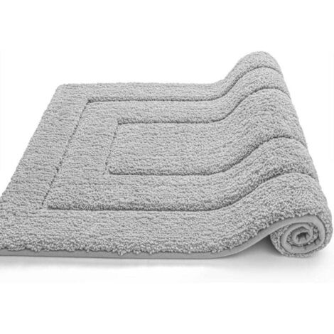 Tappetino da bagno antiscivolo, morbido tappetino da bagno in microfibra, assorbente, lavabile in lavatrice, tappetino da doccia extra spesso per il bagno, 60 x 90 cm, grigio chiaro - Fei Yu