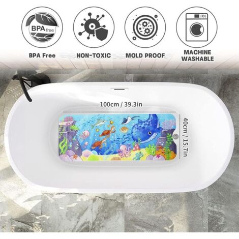Tappetino da bagno antiscivolo Ocean per neonati, 100x40 cm, tappetino da doccia resistente con 200 ventose per bambini e neonati