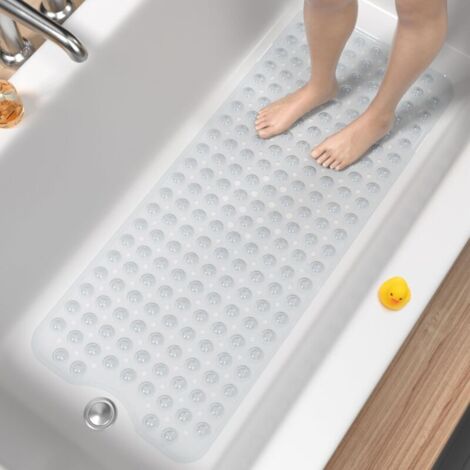 Tappetino da bagno antiscivolo, tappetino doccia extra lungo 100 x 40 cm, antimuffa e lavabile in lavatrice, trasparente