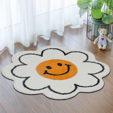 Tappetino da bagno da 60 cm con disegno di girasole sorridente, super assorbente e soffice, lavabile in lavatrice, per doccia e vasca da bagno.