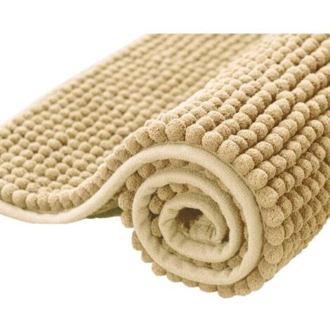 Tappetino da bagno extra assorbente, tappetino da doccia in microfibra di ciniglia, lavabile in lavatrice (40×60 cm, beige)