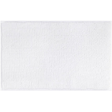 Tappetino da bagno in ciniglia - Antiscivolo - Morbido - Assorbente - Lavabile - Per bagno - 50 x 80 cm - Bianco