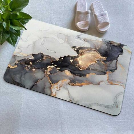 Tappetino da bagno in marmo nero e bianco oro, super assorbente e ultra sottile (4060 cm)