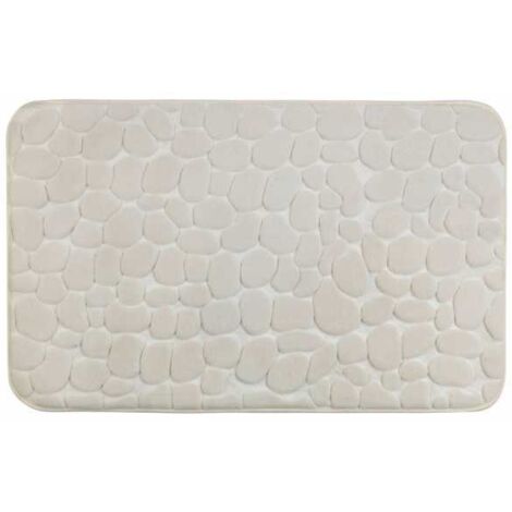 Tappetino da bagno in memory foam antiscivolo - Pebbles - Materiale poliestere - 80x50 cm - Beige