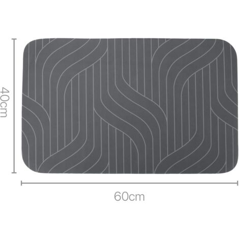 Tappetino da bagno in terra di diatomee - Asciugatura rapida - Antiscivolo - Super assorbente e antiscivolo per il bagno (40 x 60 cm) - Strisce grigie