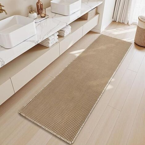 Tappetino da bagno moderno bicolore con motivo a nido d'ape, antiscivolo, super assorbente, lavabile in lavatrice per bagno e doccia, 45 cm x 120 cm
