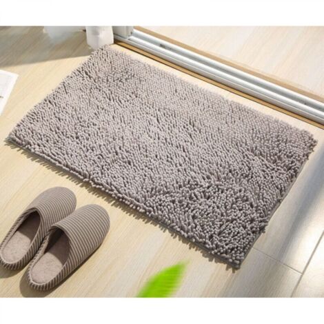 Tappetino da bagno morbido a pelo lungo, utilizzabile anche come tappetino da cucina o zerbino, antiscivolo e assorbente, per bagno o doccia - 40 x 60 cm, grigio