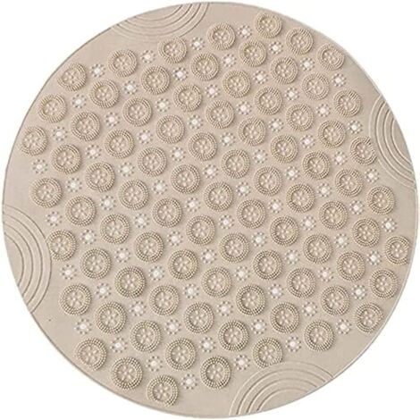 Tappetino da bagno rotondo in PVC per massaggi, antiscivolo, per doccia, lavabile in lavatrice, per vasca da bagno, 55x55 cm, cachi