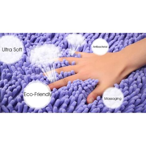 Tappetino da bagno semicircolare antiscivolo, morbido e assorbente, ideale per bagno, cucina e come zerbino (40 x 60 cm, blu).