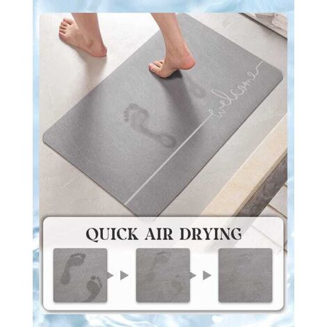 Tappetino da bagno ultra assorbente, 40 x 60 cm, adatto per il bagno, tappetino da bagno in memory foam, tappetino per doccia, antiscivolo, in microfibra (grigio)