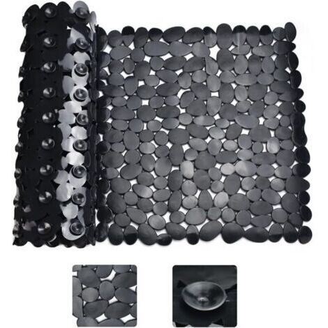 Tappetino da doccia antiscivolo rettangolare nero, tappetino da bagno antimuffa, tappetino da bagno antiscivolo per vasca da bagno, tappetino da doccia con ventosa per bagno, 88 x 40 cm