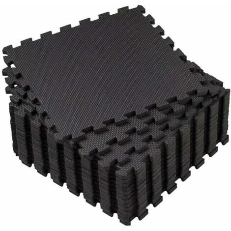 KEEPBUYING Tappetino da gioco puzzle per bambini da 18 pezzi, tappetino di protezione per pavimenti in schiuma senza BPA, per fitness, yoga, HIIT, bodybuilding, 30x30x1 cm, nero