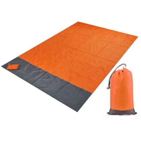 Tappetino da spiaggia pieghevole 200-200 cm, leggero, portatile e impermeabile con 4 picchetti da spiaggia per spiaggia, campeggio, yoga, escursionismo, viaggi