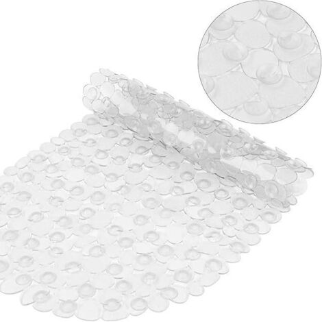 Tappetino doccia antiscivolo per bagno, tappetino doccia antiscivolo con ventose e fori, lavabile per bambini e anziani, 40 x 88 cm, trasparente