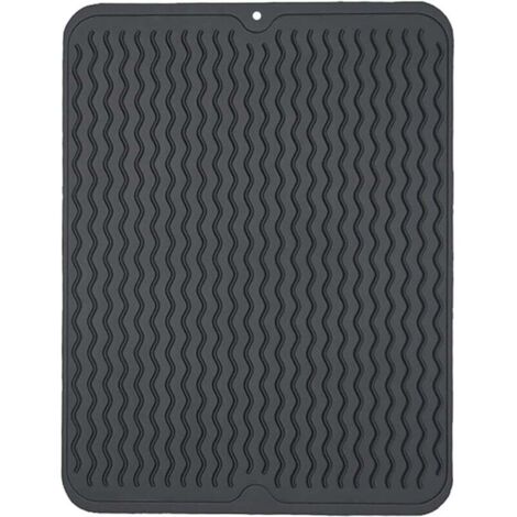 Tappetino drenante in silicone, tappetino resistente al calore, tappetino drenante facile da pulire (40 x 30 cm, nero)