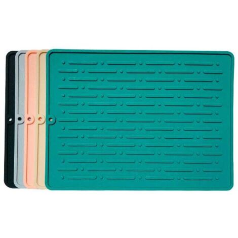 Tappetino in silicone per asciugare le posate, resistente al calore, copri posate, tappetino per lavello, lavello da cucina, accessori per la tavola, 1 pezzo (grande, grigio)