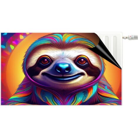 Tappetino magnetico decorativo per copritermosifone, bradipo allegro colorato
