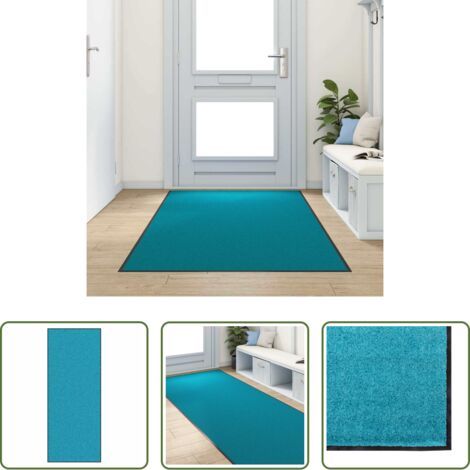 Tappetino moderno -  Tappetino Altro Ciano e Nero 120 x 300 cm Poliammide e PVC