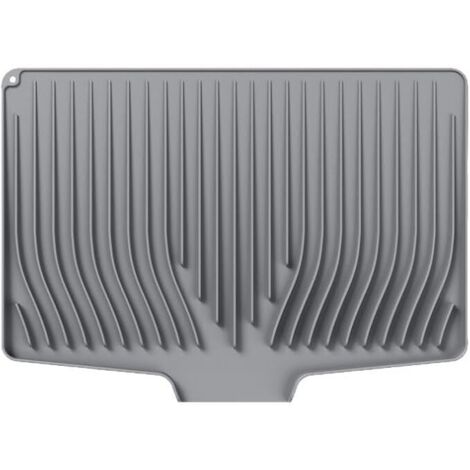 Tappetino per asciugatura premium in silicone con design inclinato e antiscivolo, tappetino a drenaggio rapido per piano di lavoro, lavello e scolapiatti (Grigio,4835 cm)