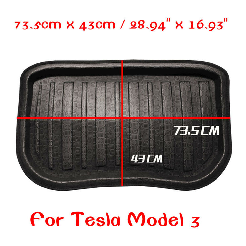 Image of Tappetino per bagagliaio anteriore auto antiscivolo antipolvere impermeabile da 28,94x 16,93 pollici per Tesla Model 3
