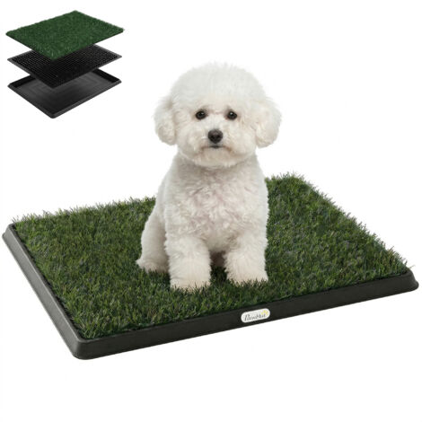 tappetino per cani con vassoio ed erba artificiale, 63 x 50,5 cm, verde